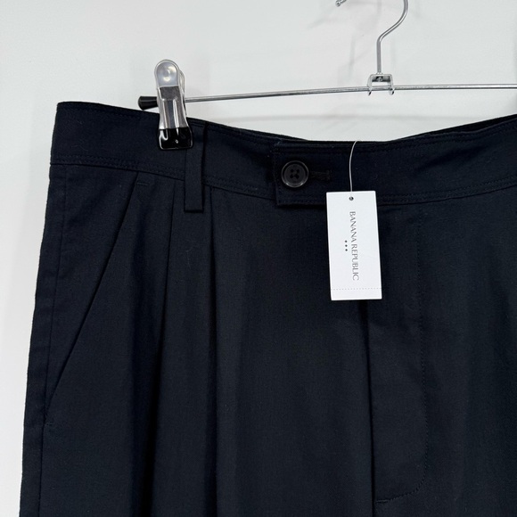 Banana Republic Linen-Blend Wide Leg Pleated Trouser in Black Size 12 - Picture 5 of 11
